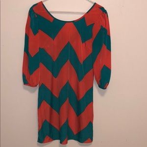 💥Ezra trendy dress. Zip closure. Coral & Teal